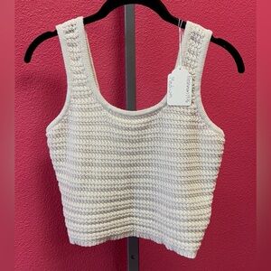 Cream Crochet Scoop-Neck Tank Top - Unknown Brand